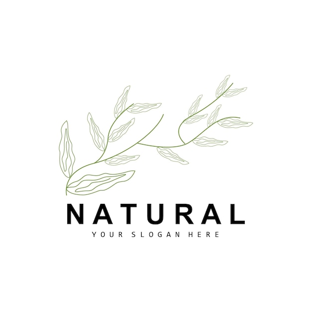 simple botanical leaf and flower logo vector natural line style decoration design banner flyer wedding invitation and product branding