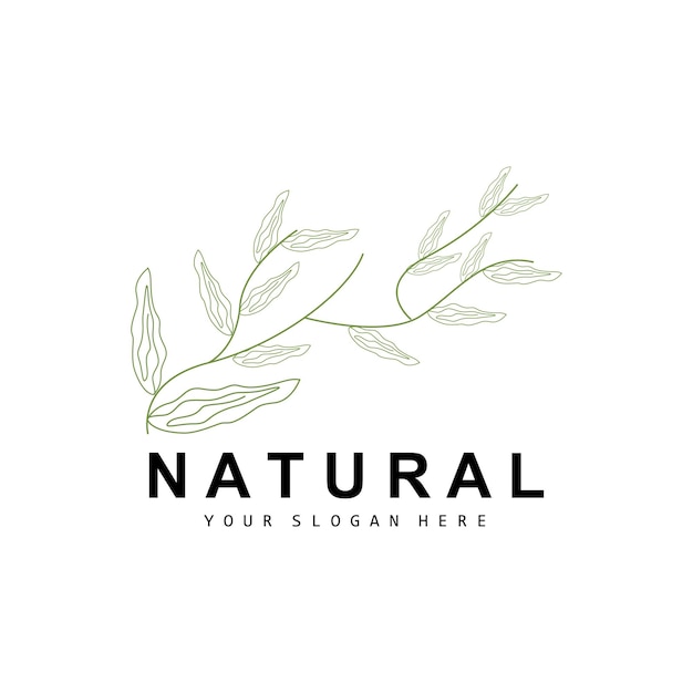 Simple Botanical Leaf and Flower Logo Vector Natural Line Style Decoration Design Banner Flyer Wedding Invitation and Product Branding