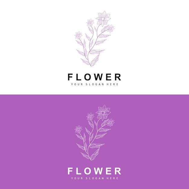 Simple Botanical Leaf and Flower Logo Vector Natural Line Style Decoration Design Banner Flyer Wedding Invitation and Product Branding