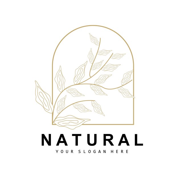 Simple Botanical Leaf and Flower Logo Vector Natural Line Style Decoration Design Banner Flyer Wedding Invitation and Product Branding