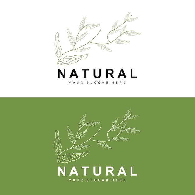 Simple Botanical Leaf and Flower Logo Vector Natural Line Style Decoration Design Banner Flyer Wedding Invitation and Product Branding