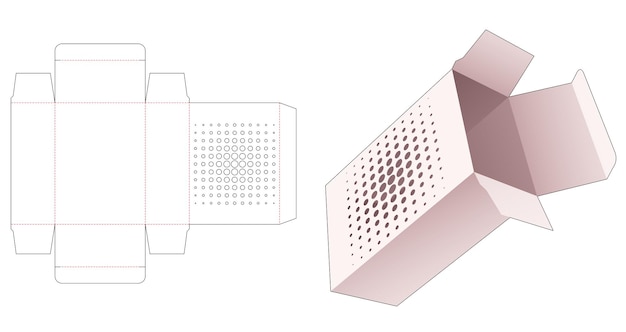 Simple box with stenciled halftone dots die cut template