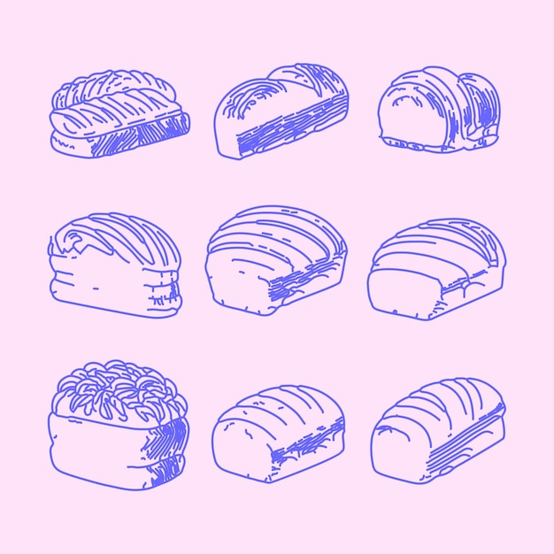 Vector simple bread bakery line art