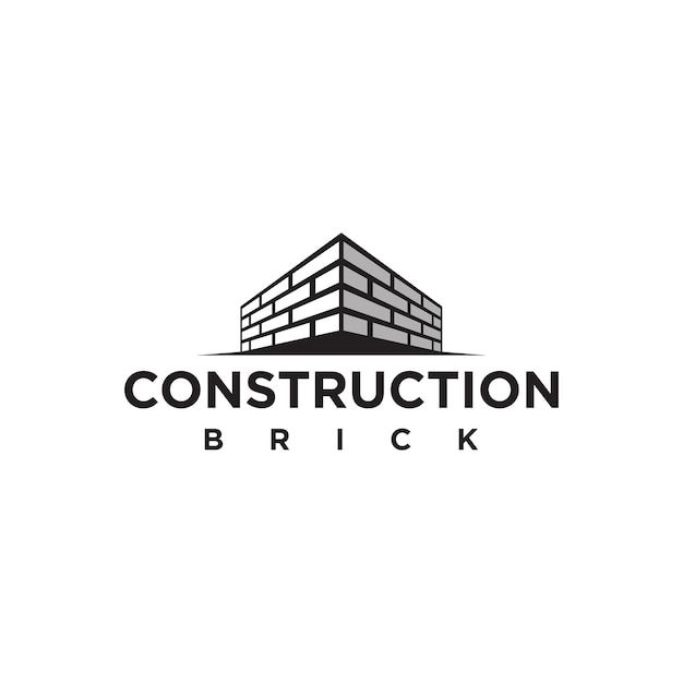 Vector simple brick wall construction logo template element