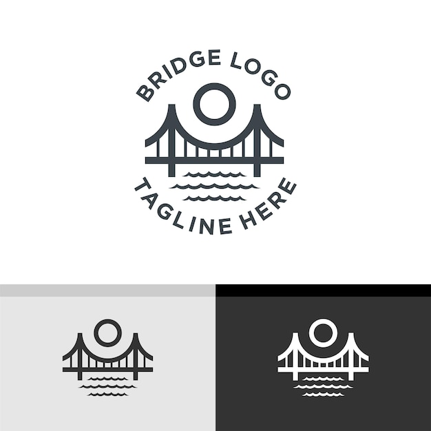 Vector simple bridge logo design vector illustration