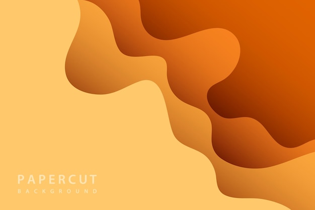 simple brown and orange curve paper cut abstract background