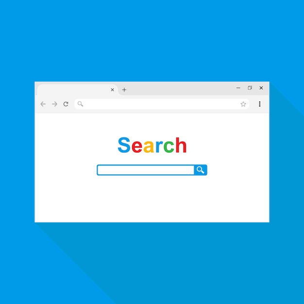 Vector simple browser window on blue background. browser search. flat vector stock illustration eps 10