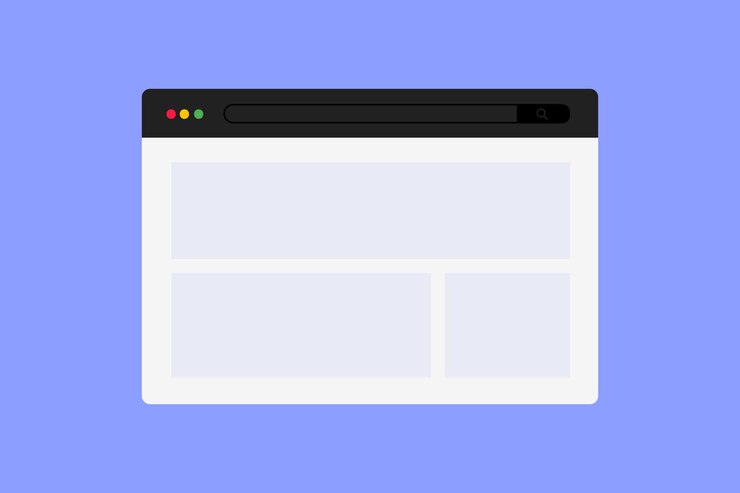 Vector simple browser window on blue background. vector illustration. screen screenshot webpage