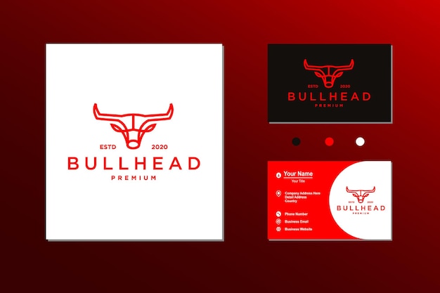 Vector simple bull head line art icon logo vector design illustration