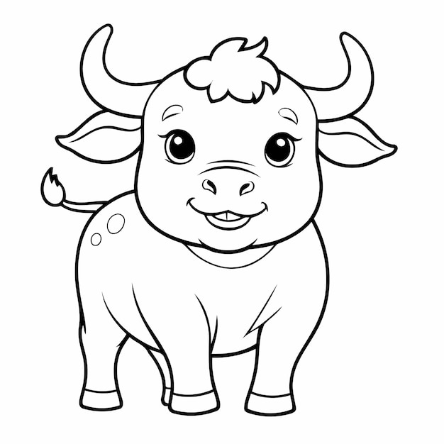 Simple Bull for kids coloring book