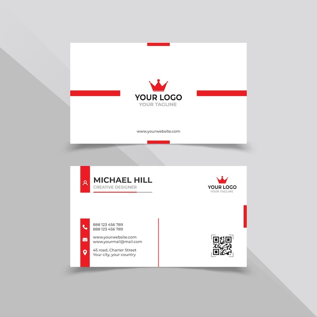 Simple Business card design in red and black color