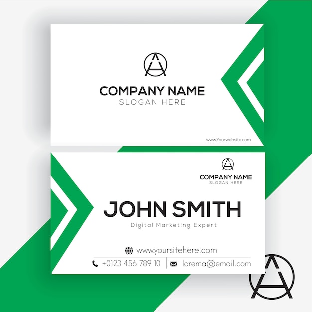 Simple business card design with green color