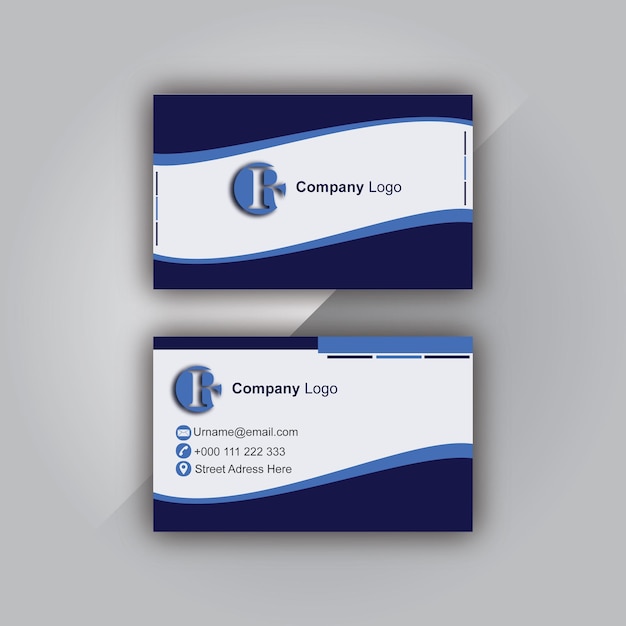 simple business card with blue and white color combination