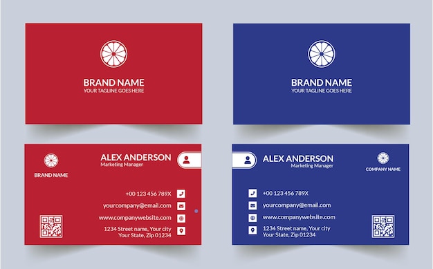 Vector simple business card with customizable contact information