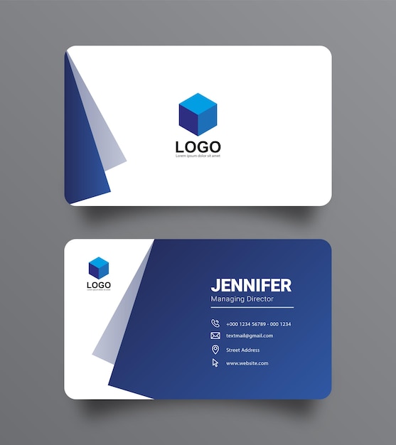 Simple business cards template gradient dark blue color