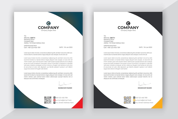 Simple business letterhead design set of two