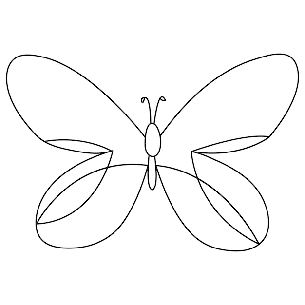 Premium Vector | Simple butterfly continuous single line art drawing ...