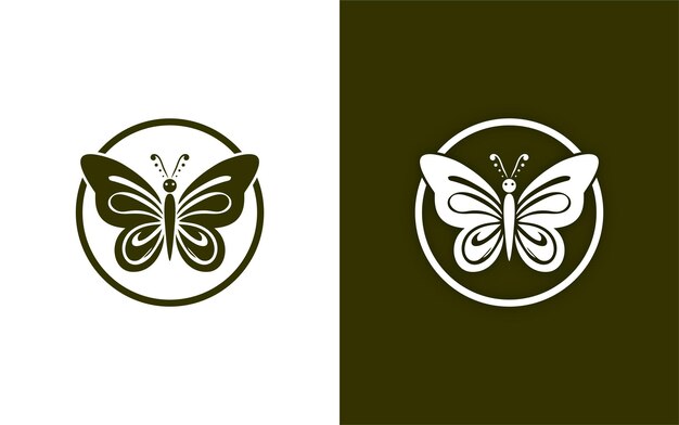 Vector simple butterfly logo plain background