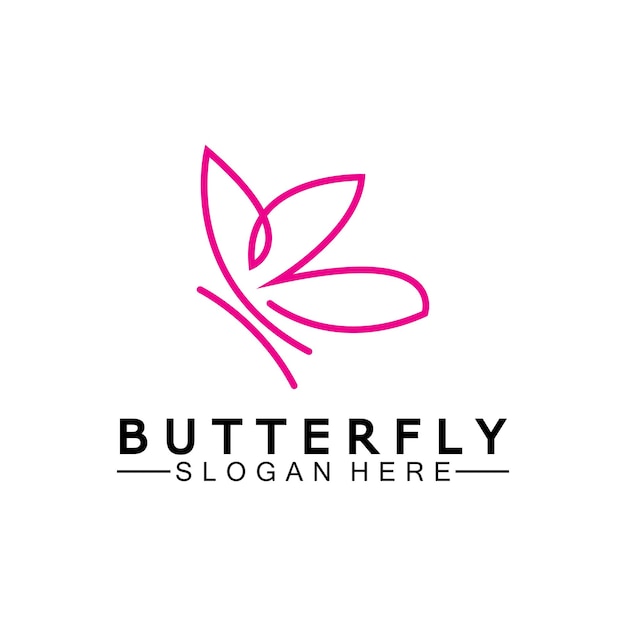 Простой монолиновый логотип ButterflyВекторная иллюстрация