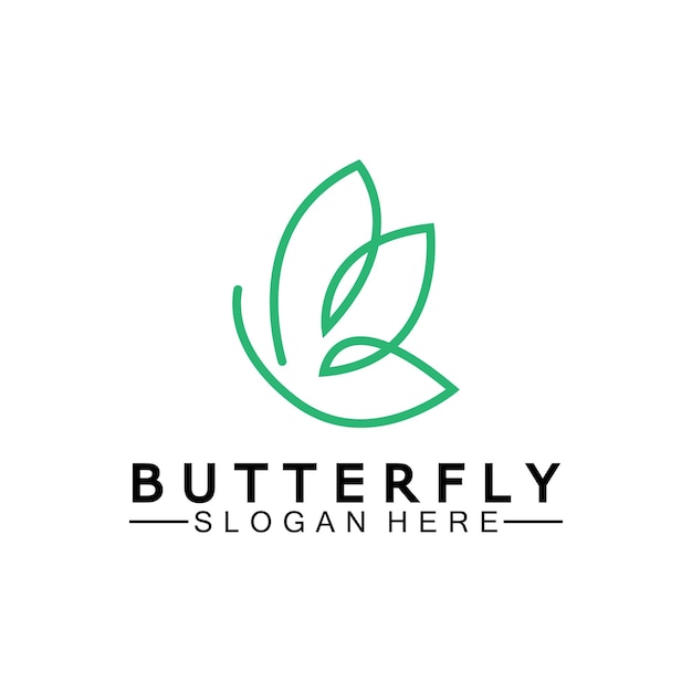 Простой монолиновый логотип ButterflyВекторная иллюстрация