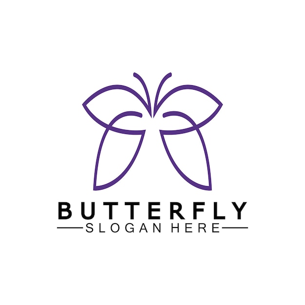 Простой монолиновый логотип ButterflyВекторная иллюстрация