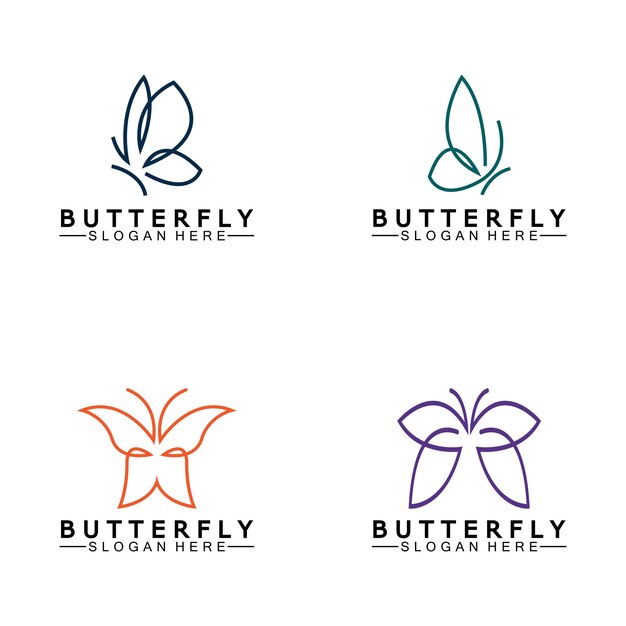 Простой монолиновый логотип ButterflyВекторная иллюстрация