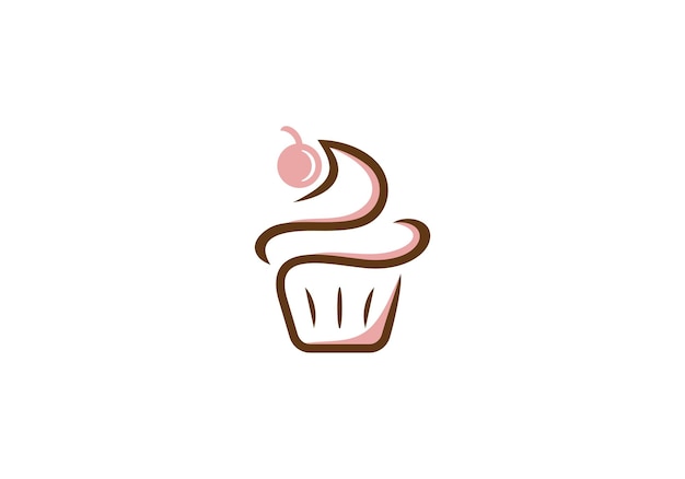 simple cake linear style logo design vector