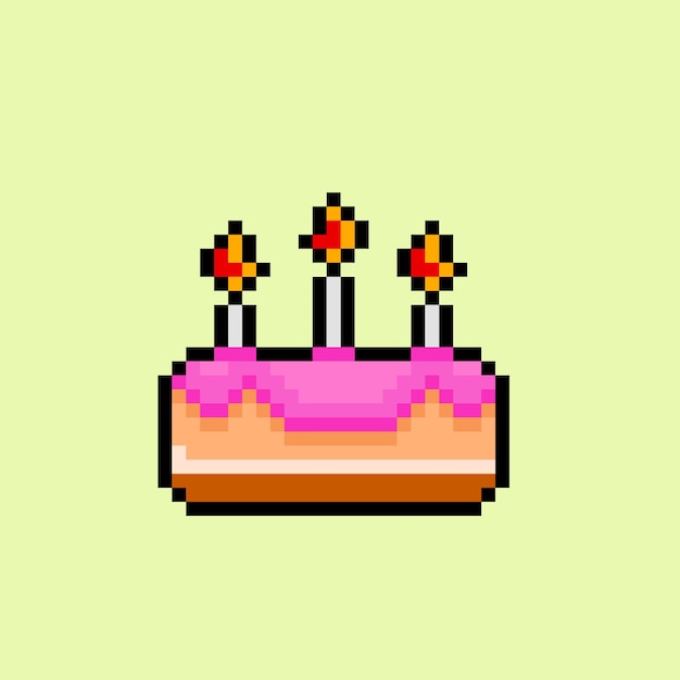 Vector simple cake with pixel art style