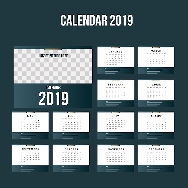 Simple calendar 2019 background template