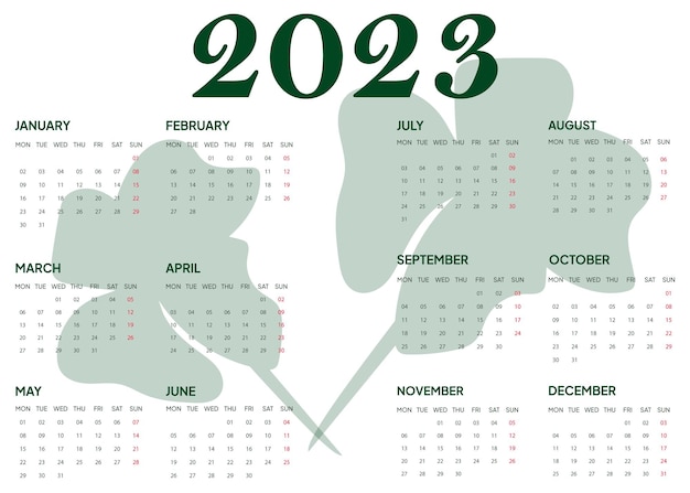 Vettore design semplice del calendario 2023