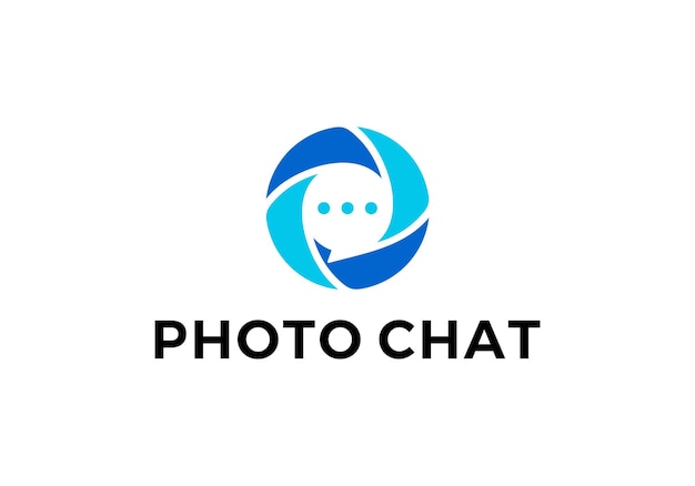 simple camera chat logo design vector