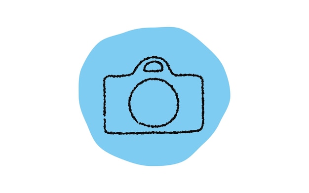 Simple camera icon pencil writing style