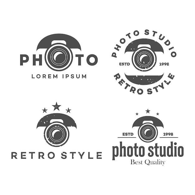 シンプルなカメラ写真ロゴ デザイン ベクトル ビンテージ スタイル
