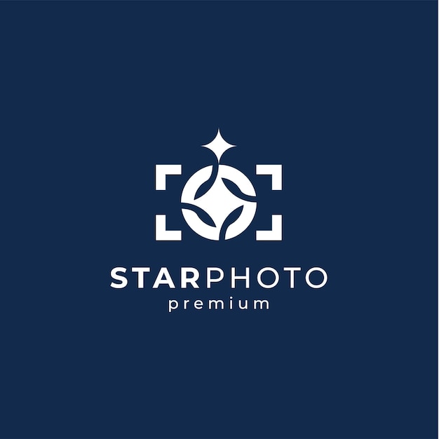 simple camera and star with vintage style for photography logo design