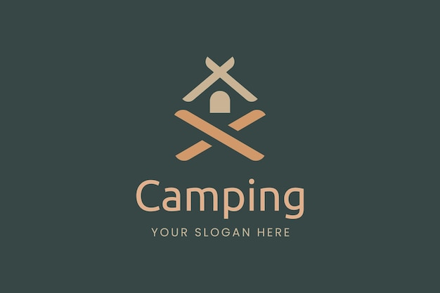 Simple camping logo with tent shape