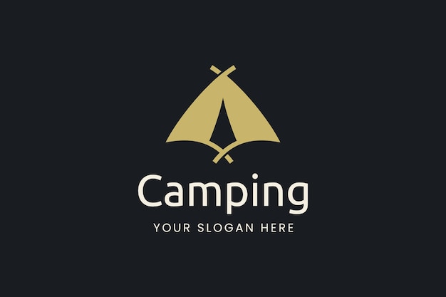 Vector simple camping logo with tent shape