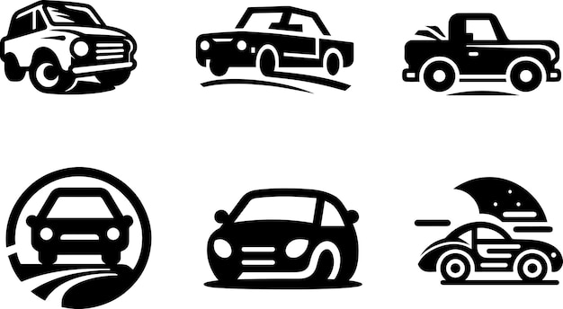 Illustrazione vettoriale del concetto di logo semplice auto una serie di pacchetti di gruppo