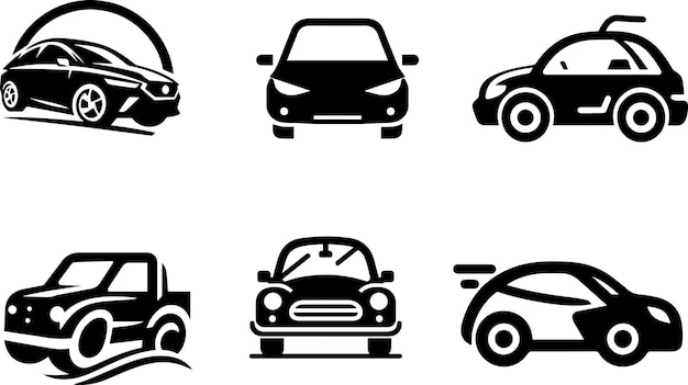 シンプルな車のロゴのコンセプト ベクトル イラスト グループ パックのセット
