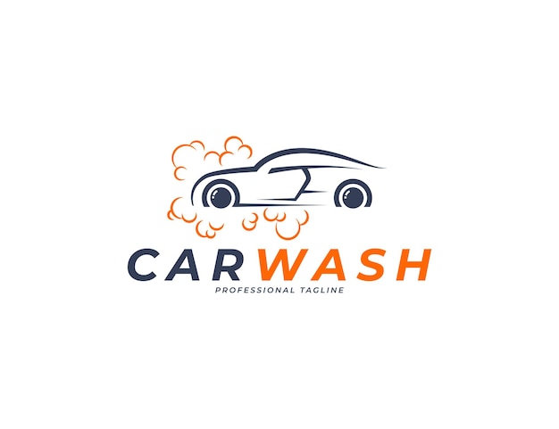 Simple car wash logo design with bubble foam illustration