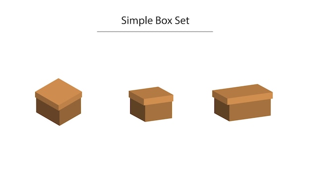 Simple cardboard box set vector illustration on white background