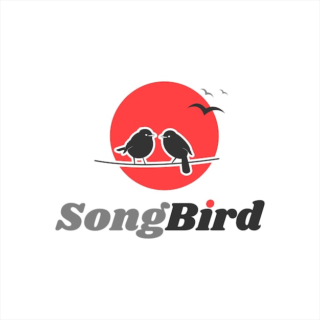 Простой мультяшный дизайн логотипа животного шаблон вектор силуэта птицы