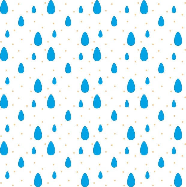 Vector simple cartoon blue rain drop seamless pattern