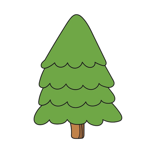 Vettore illustrazione semplice di vettore del fumetto dell'icona del fumetto dell'albero di abete verde