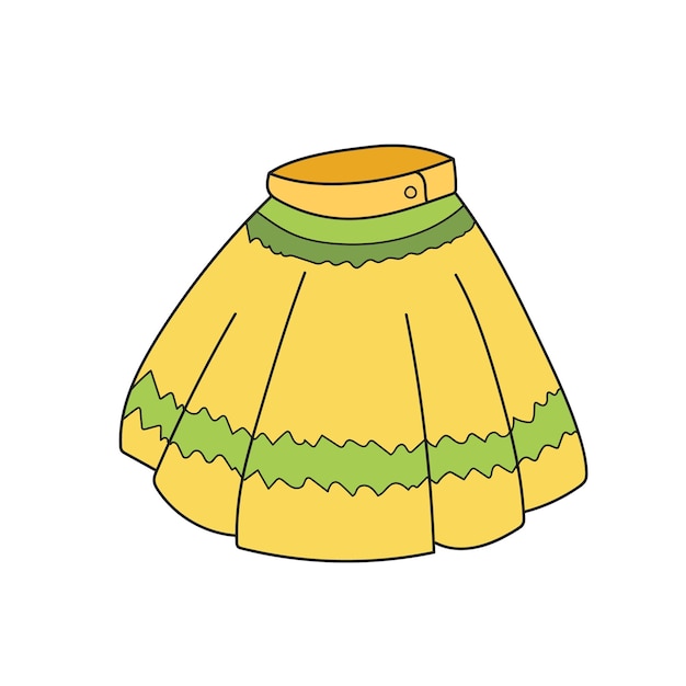 Simple cartoon icon. Illustration of cute cartoon yellow skirt on white