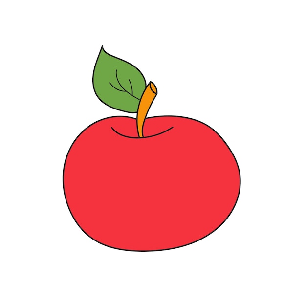 Simple cartoon icon red apple