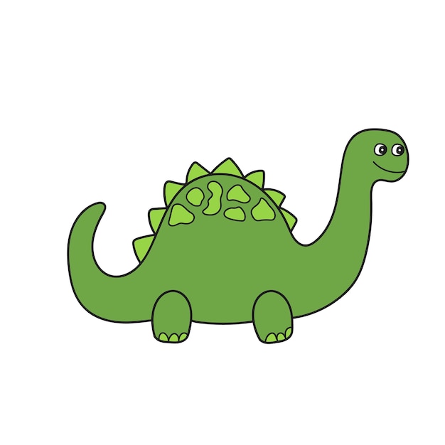 Simple cartoon icon vector simple illustration green dinosaur