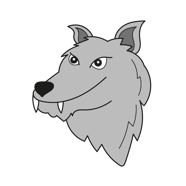 Immagine testa di lupo icona del fumetto semplice per bambini in età prescolare