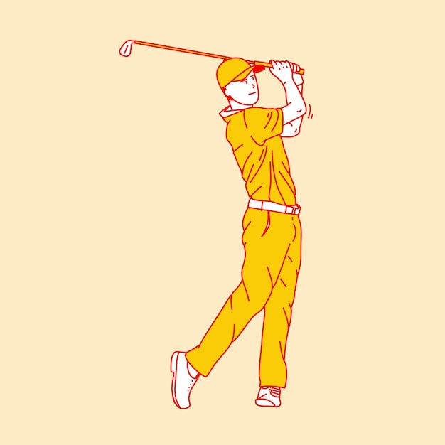 Простая мультфильмная иллюстрация игрока в гольф 4