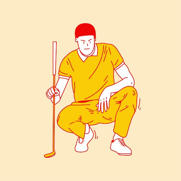 Simple cartoon illustration of a golf player 6