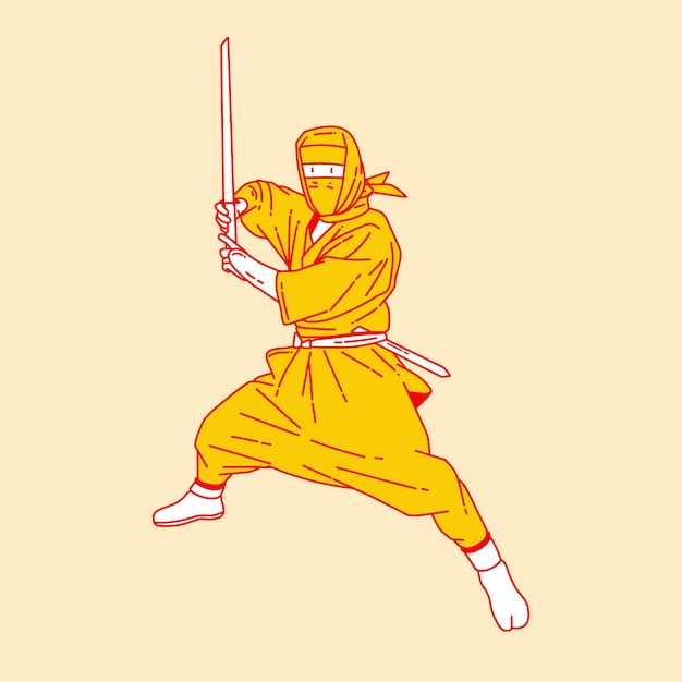 Simple cartoon illustration of a ninja 1